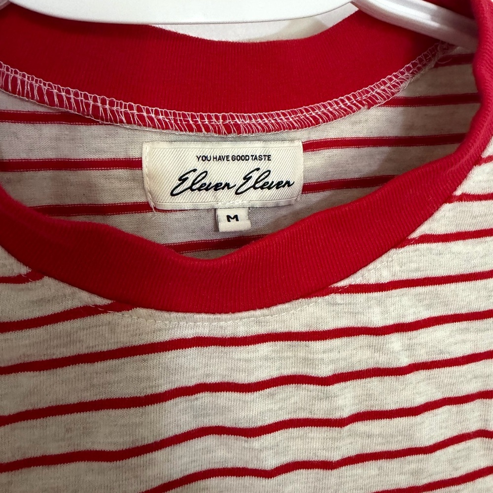Red and Oatmeal striped top by Eleven Eleven